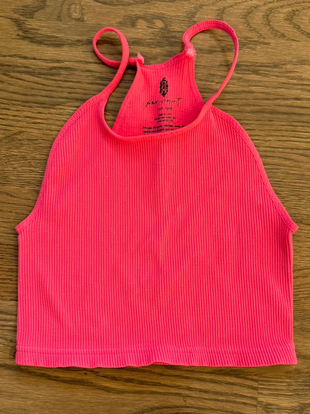 XS S FP Movement Happiness Runs Hot Pink Ribbed High Neck Razor Back Tank